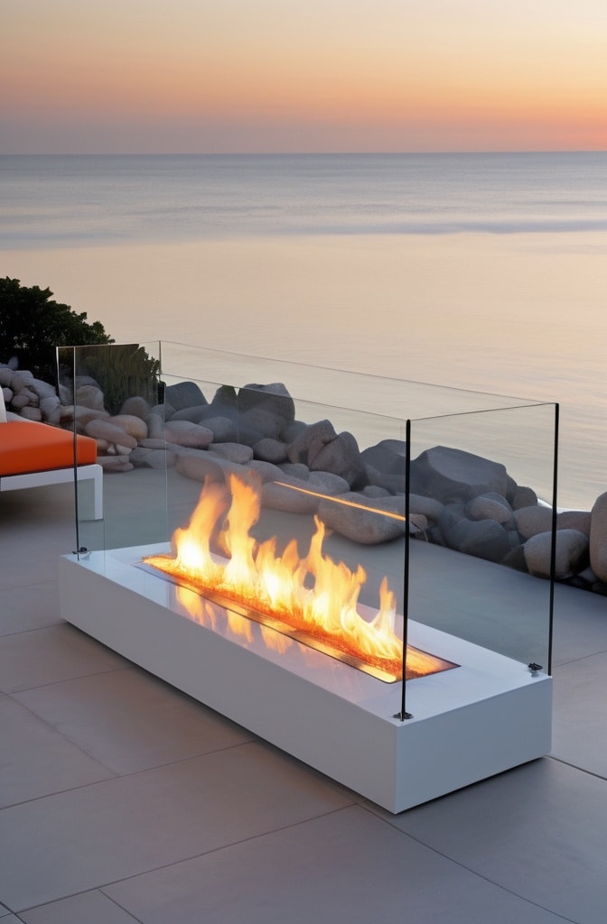 Transparent Glass Windscreen Fireplaces
