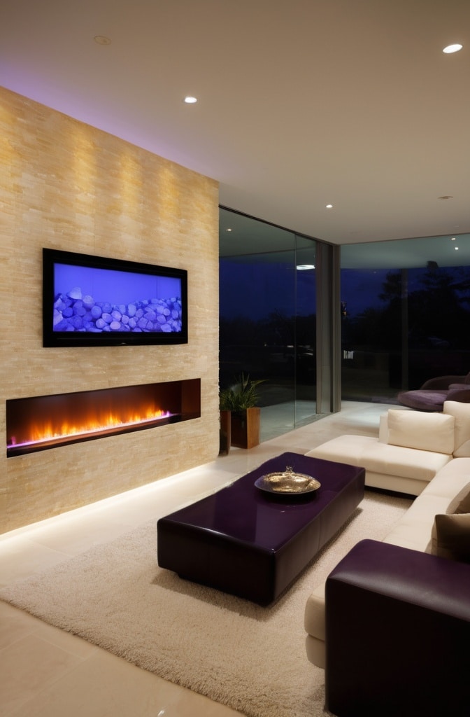 Linear Fireplaces with Illuminated Media
