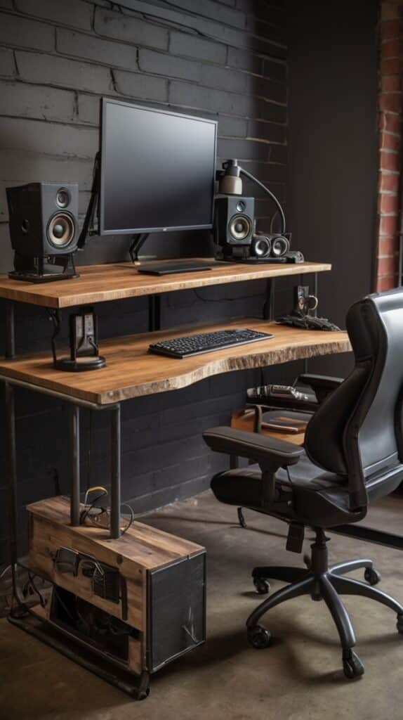 Industrial-Style Gaming Desks with Raw Materials
