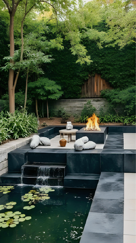 Fire Pit + Water Feature Combo