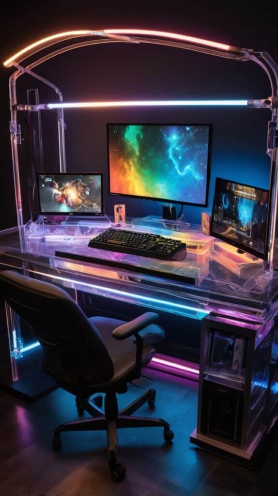 Glass and Acrylic RGB Showcase Desks