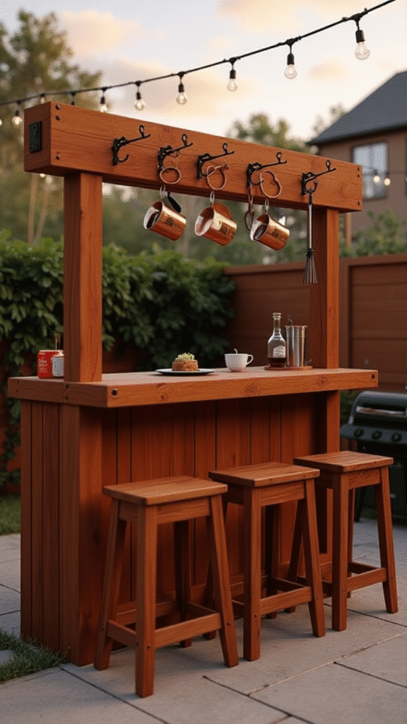 Rustic Wooden Bar with a Ledge