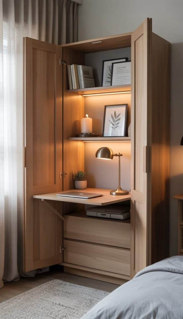Hidden Desk in a Wardrobe or Closet
