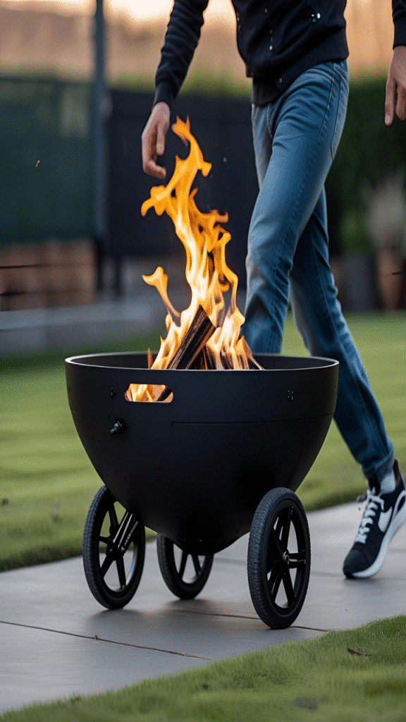Portable Fire Pit with Wheels and Attitude