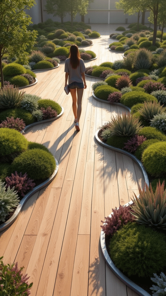 Wooden Pathway with Living Roof