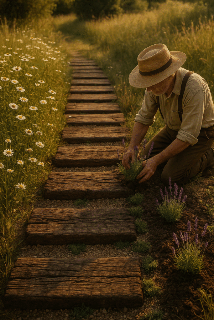 Reclaimed Railway Tie Path