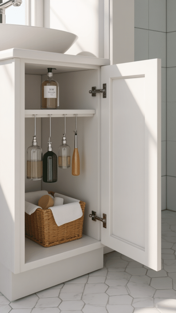 Vertical Tension Rods for Spray Bottle Storage