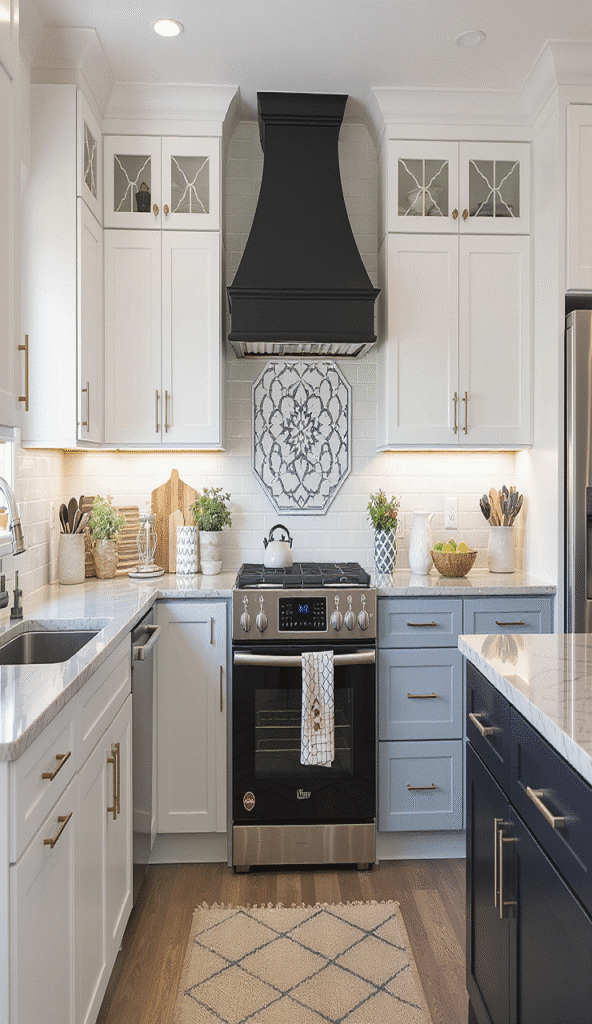 kitchen cabinets ideas 2025 with black and white rustic farmhouse charm and modern touches