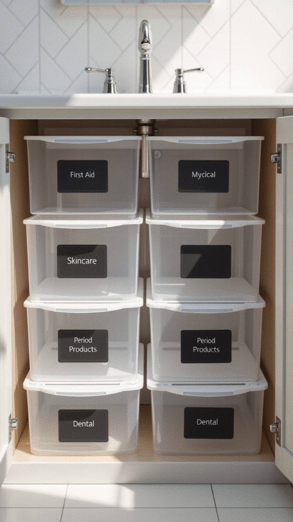 Clear Stackable Bins with Smart Labeling