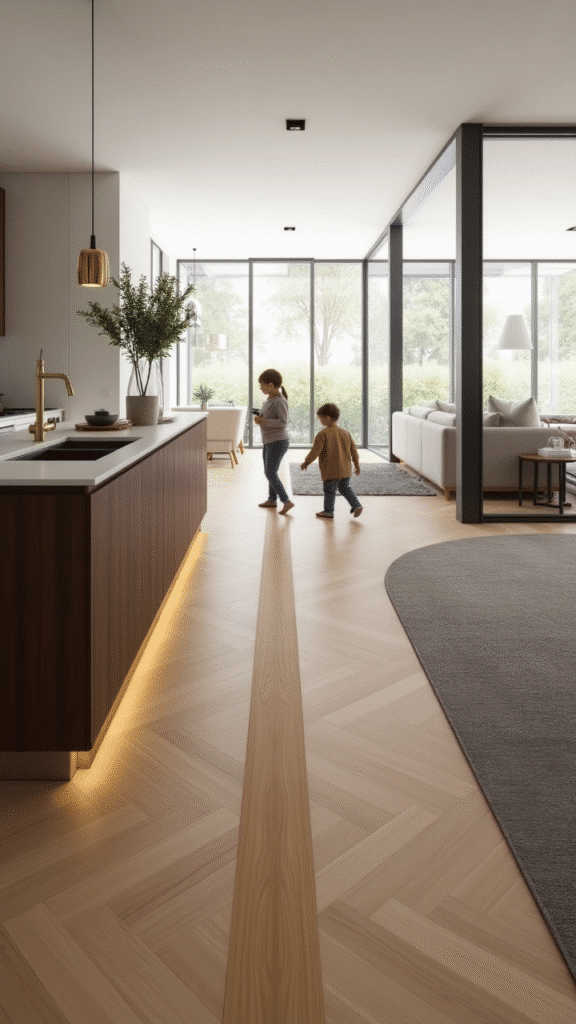 Mixed Material Transitions for Open-Concept Spaces