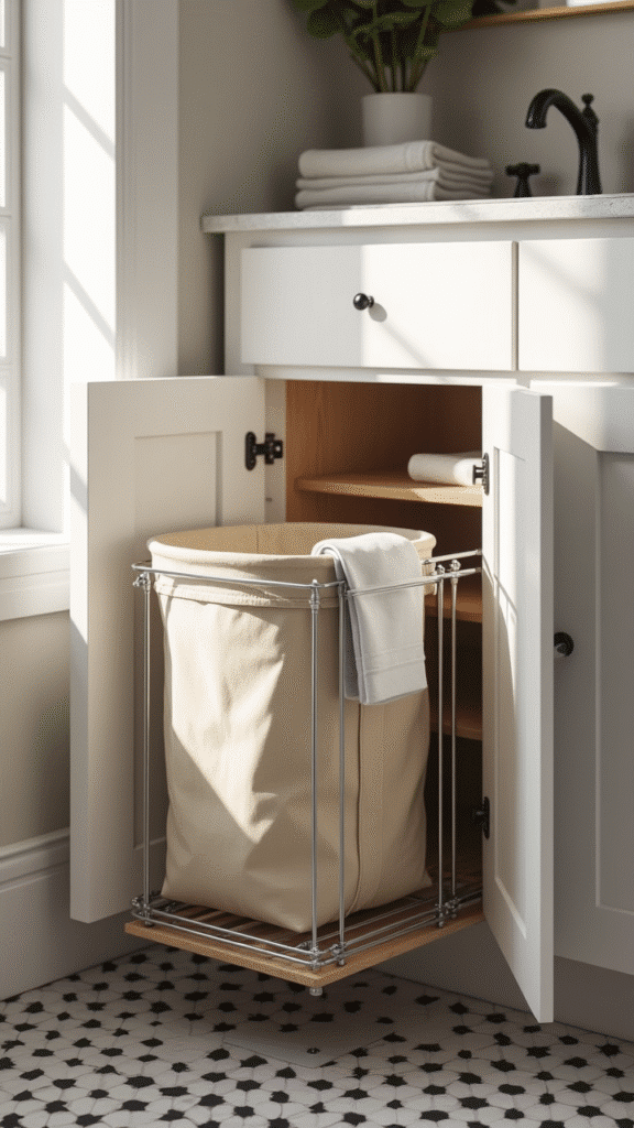 Slide-Out Hampers for Dirty Linens